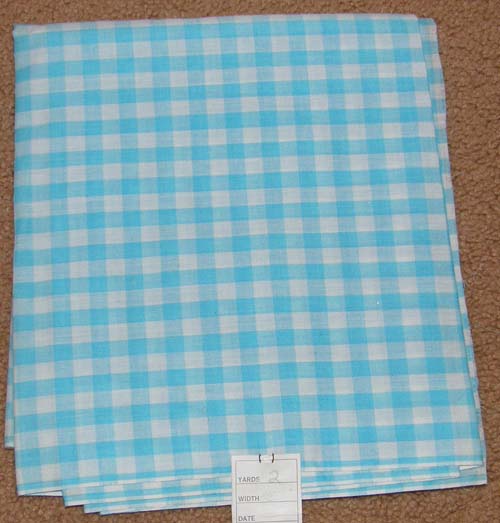 Light Aqua Turquoise Gingham Print Fabric Cotton/Poly Dress Material Remnant