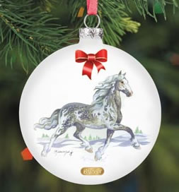Breyer #700813 Artist Signature Blown Glass Christmas Ornament Gypsy Vanner Holiday Horse Ornament 2013 Kathleen Moody