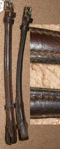 Round Raised English Bridle Cheek Pieces Dark Brown Replacement Bridle Part