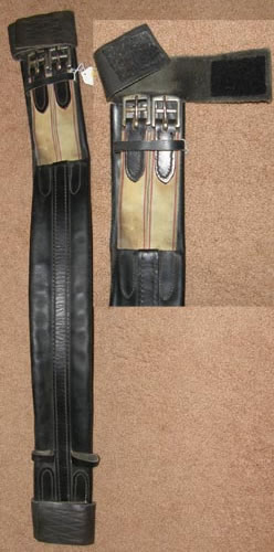 30” Leather Dressage Girth English Girth Elastic Ends Black