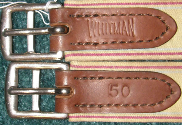 Whitman Chafeless Shaped Leather English Girth Elastic Ends Brown 44" 50”