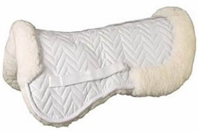 Fleeceworks Sheepskin Half Numnah Fleece & Quilted Half Pad White