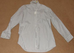 State Line Tack Long Sleeve English Show Shirt Ratcatcher LS Ladies 12 White/Grey Stripe