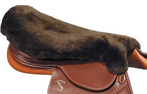 Equine Comfort Sheepskin Seat Saver Australian Merino Wool Fleece English Saddle Seat Saver Pad Brown