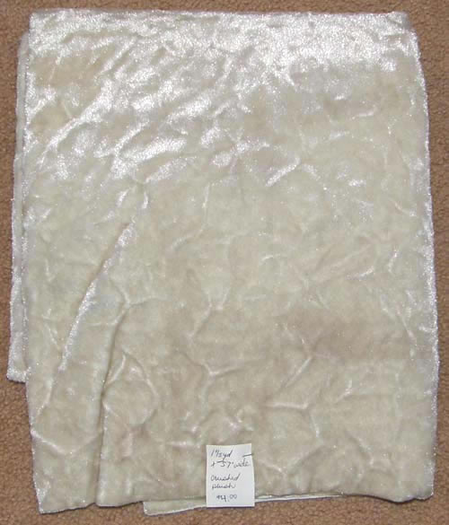 Cream Crushed Velveteen Fabric Cotton/Poly Dress Material Remnant