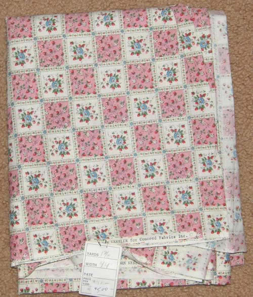 Floral & Strawberry Print Fabric Cotton/Poly Dress Material Remnant