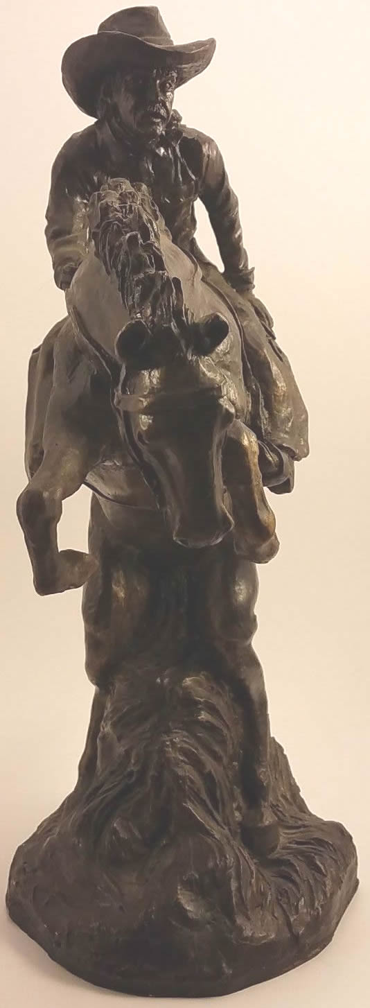 Bronco & Cowboy Rearing Horse Figurine Remington Bronc Buster Lookalike Bronze Finish Sculpture Western Decor