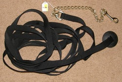 26' Nylon Lunge Line with Chain Longe Line Rubber Stop Black