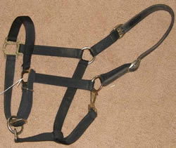 Adjustable Safety Halter 1” Nylon Breakaway Halter with Throat Snap Leather Crown Halter Horse Nylon Halter Black