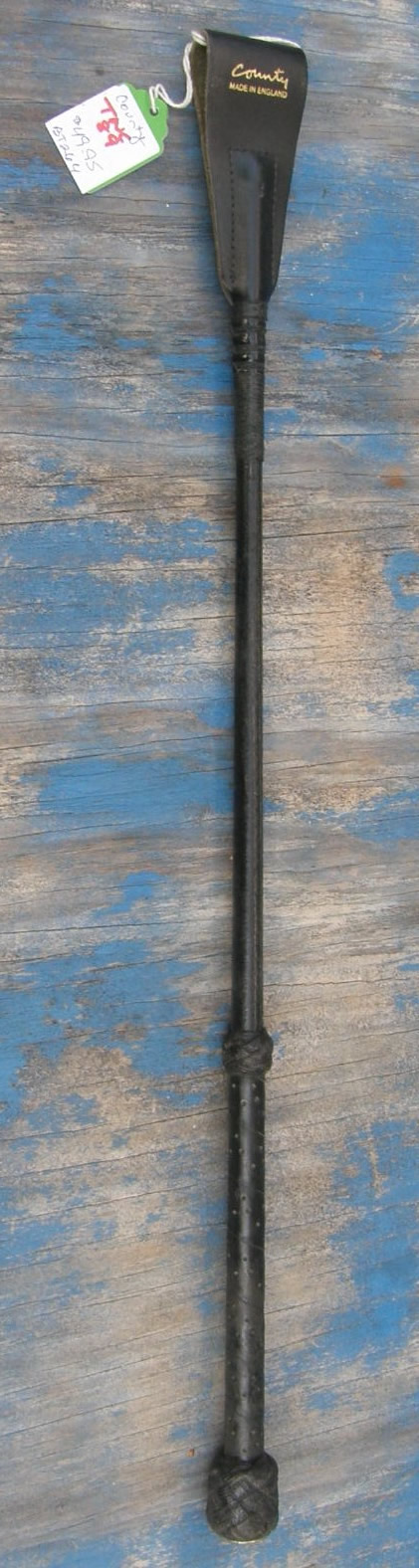 County 21" Jump Bat Perforated Leather Handle Riding Crop Training Whip Black