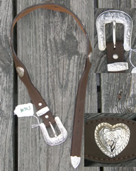 Ranger Western Belt with Buckle Brown with Heart Conchos 