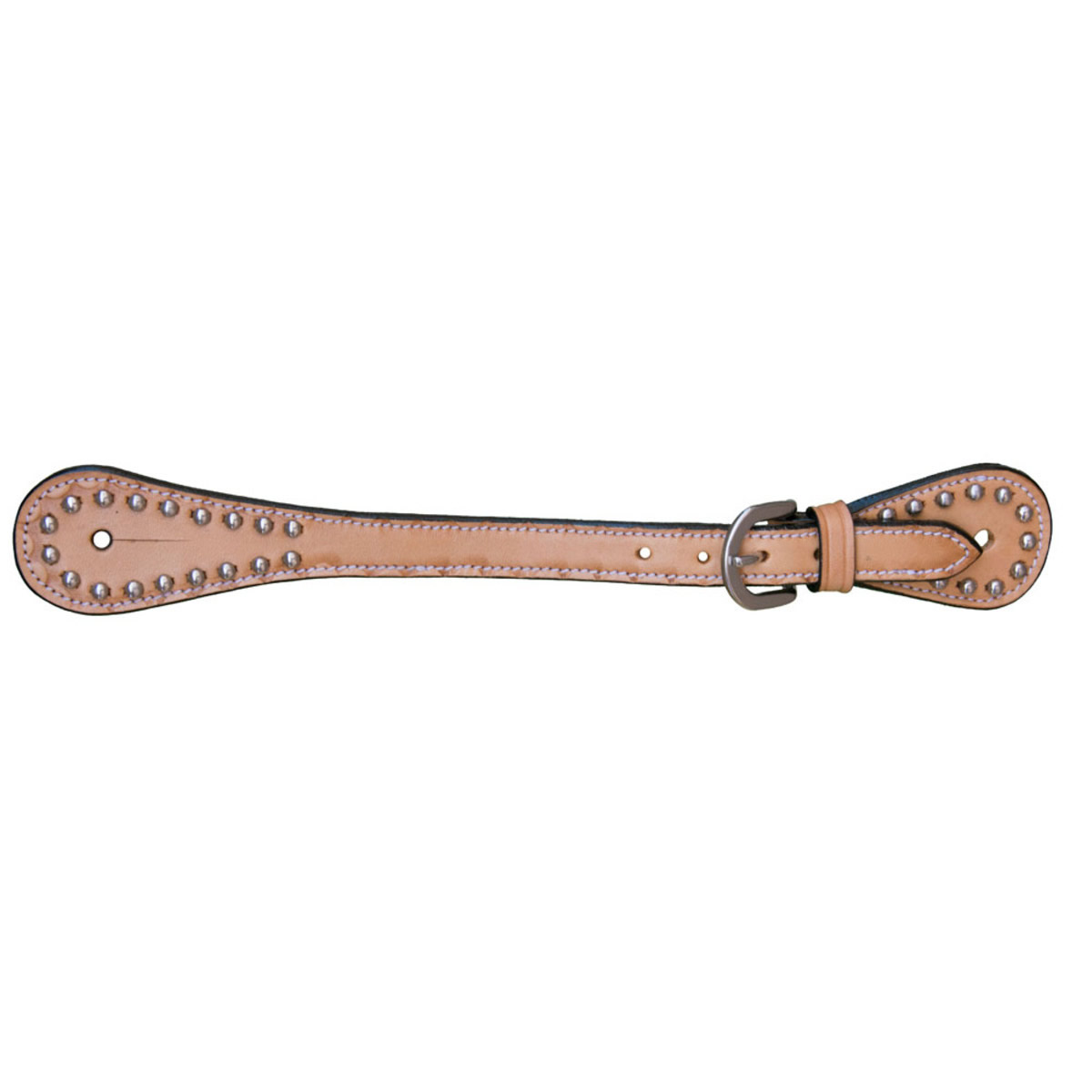 Leather Western Spur Straps Straight Western Spur Straps Silver Studs Silver Dots Lt Oil
