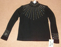 11849 Authentic Ranchwear Western Show Shirt Slinky Top with Rhinestones Black Ladies M