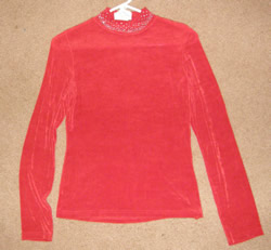 Rods Western Show Shirt Slinky Top Red Rhinestones Ladies L