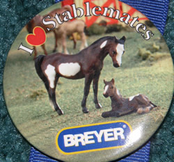 #59972 I Love Stablemates Pinto Mare & Foal Horse Breyer Button Pin