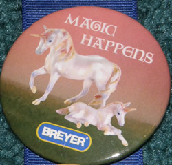 #3364 Alida & Elidor Unicorn Magic Happens Breyer Horse Button Pin