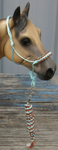 Model Horse Tack Props Model Horse Traditional Horse Mule Rodeo Rope Halter & Lead Lt Blue/Brown