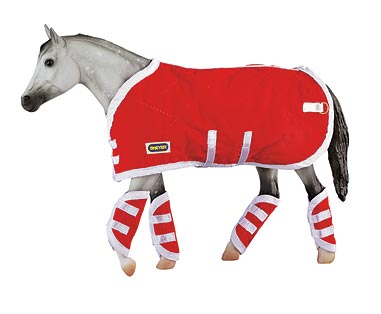 Breyer #3946 Red Horse Blanket & Shipping Boots Set Model Horse Blanket