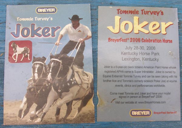 Breyer #711106 Tommie Turveys Joker Breyer Horse Trading Card Breyerfest Celebration Model 2006