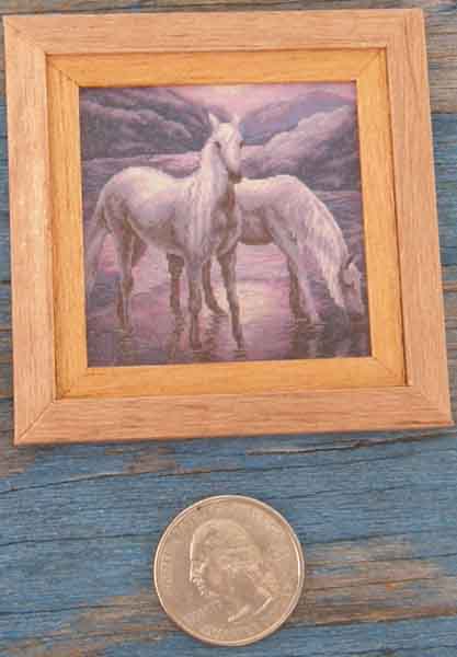 Breyer Model Horse Tack Props Dollhouse Miniatures Model Horse Framed Grey Horses in Moonlight Print
