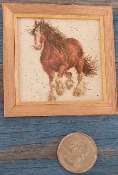Breyer Model Horse Tack Props Dollhouse Miniatures Model Horse Framed Trotting Clydesdale Draft Horse Print