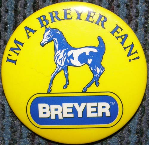 #700596 Yellow I'm A Breyer Fan Tseminole Wind Sham Horse Breyer Button Pin
