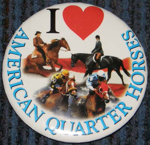 I Love American Quarter Horses QH Horse Button Pin