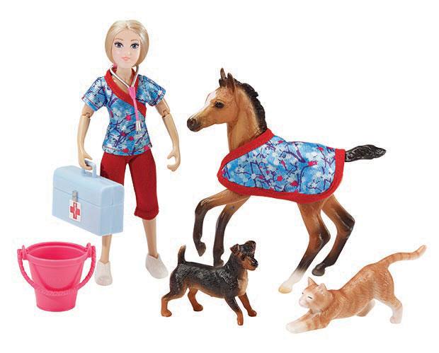 Breyer #62028 Day At The Vet Set Veterinarian Doll Bay Warmblood Foal Companion Animal Jack Russell Tiger Cat