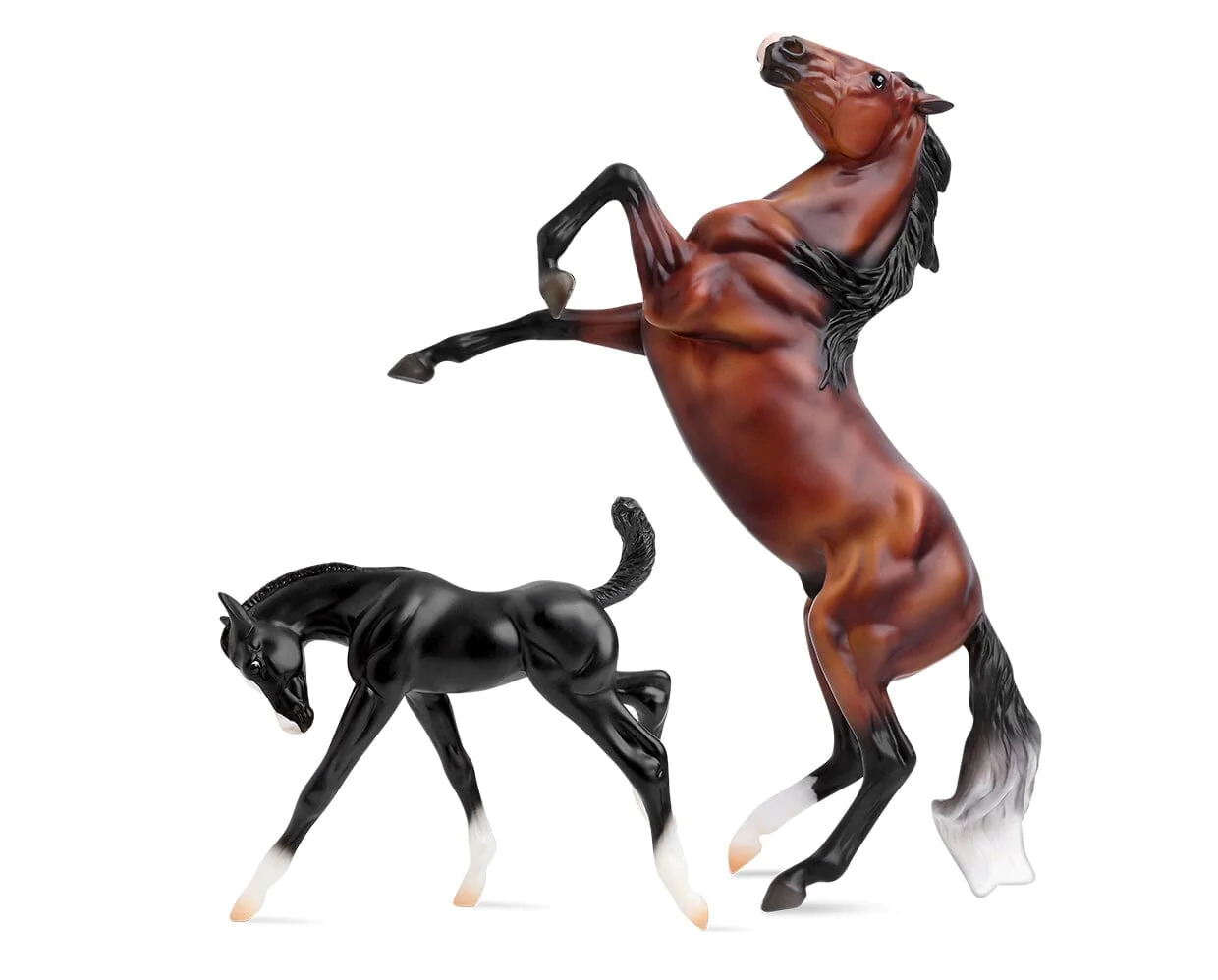 Breyer #62227 Wild & Free Horse & Foal Set Bay Rearing Mustang Black QH Foal