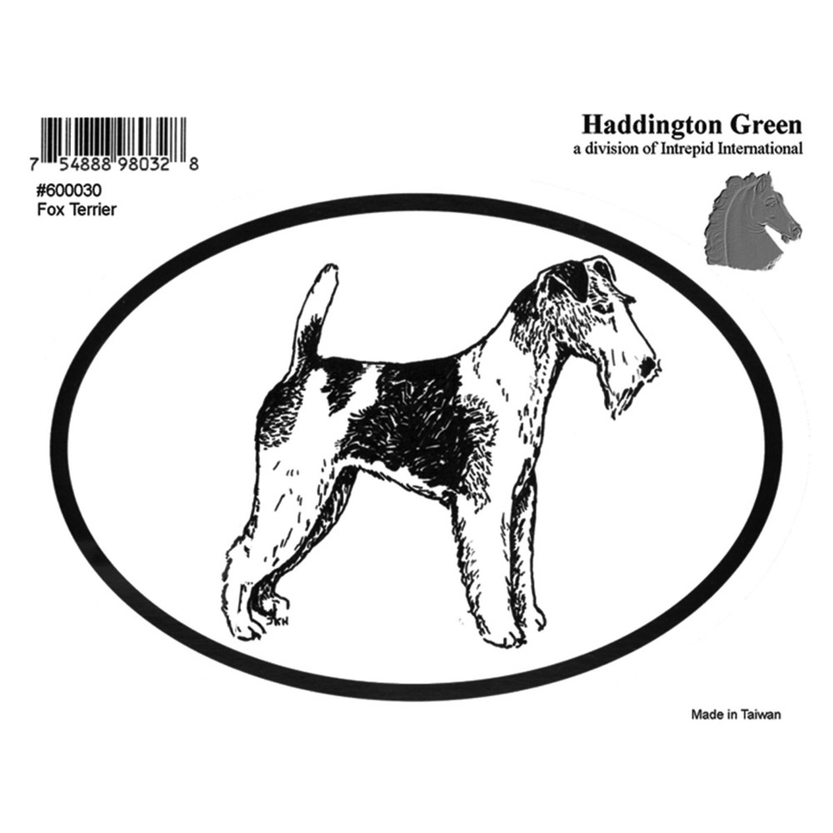 Fox Terrier Dog Decal Oval Window Sticker
