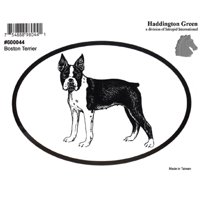 Boston Terrier Dog Decal Oval Window Sticker