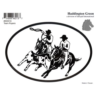 Oval Window Decal Sticker Team Roper Teaming Roping Horse