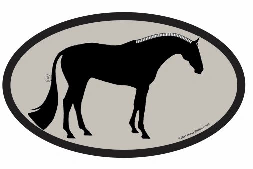 Hunter Horse Braided Mane & Banged Tail Horse Euro Oval Window Sticker Decal