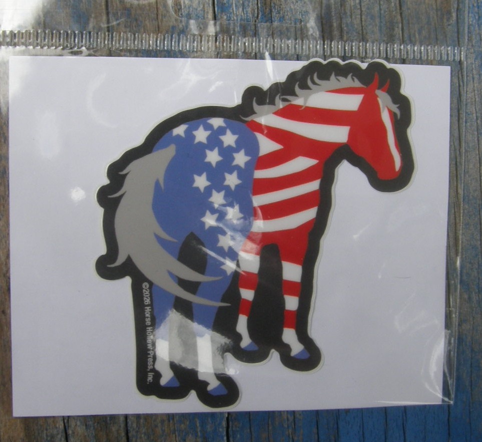 Horse Sticker Patriotic Pony Red White Blue USA Flag Horse Decal