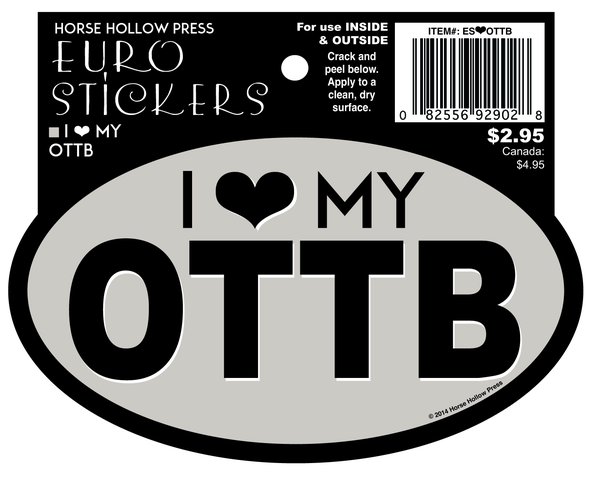 I Love My OTTB TB Horse Off Track Thoroughbred Horse Decal Euro Oval Window Sticker