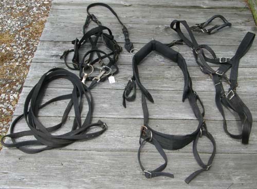 Black Nylon Small Pony or Large Miniature Horse Driving Harness Synthetic Small Pony Harness Mini Driving Harness