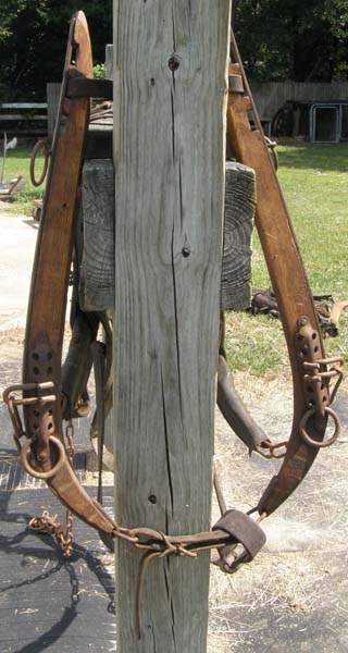 Vintage Draft Horse Draft Mule Driving Harness with Wood Harness Hames Heavy Duty Leather Driving Harness Chain Traces