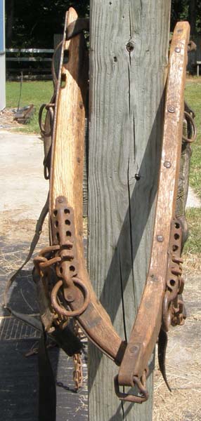 Vintage Draft Horse Draft Mule Driving Harness with Wood Harness Hames Heavy Duty Leather Driving Harness Chain Traces
