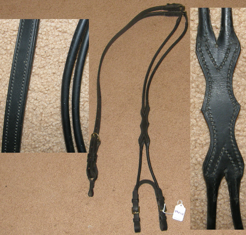 Rolled Leather Driving Harness Overcheck Face Piece & Back Piece Fancy Horse Driving Bridle Parts Front & Back Overcheck Straps Black