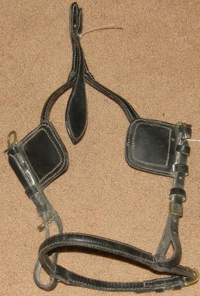 Square Blinds with Cheeks Noseband & Face Drop Mini Horse/Sm Pony Blind Bridle Blinders Synthetic Driving Harness Parts Black Leather