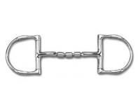 Myler 5 1/2" Comfort Mouth Triple Barrel Mullen Mouth Dee Ring with Hooks D Ring Snaffle Bit