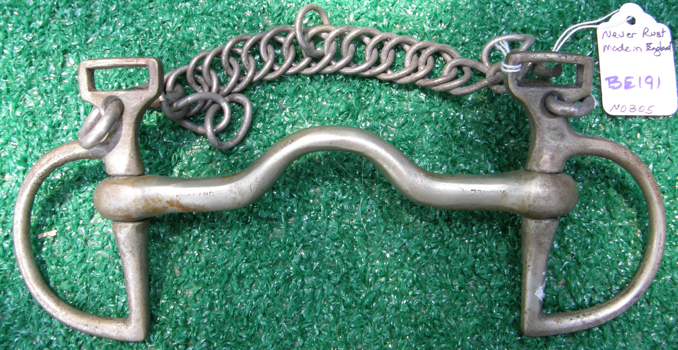 Never Rust 5” Medium to High Port Kimberwicke Bit with Curb Chain