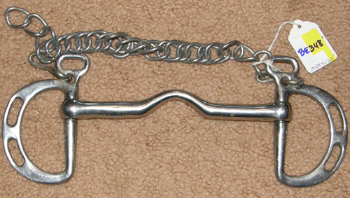 5 3/4” Slotted Kimberwick Bit Uxeter Low Port Kimberwick Draft Horse Bit with Curb Chain