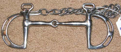 4 1/2” Jointed Slotted Uxeter Kimberwick Bit with Curb Chain Snaffle Mouth Kimberwicke