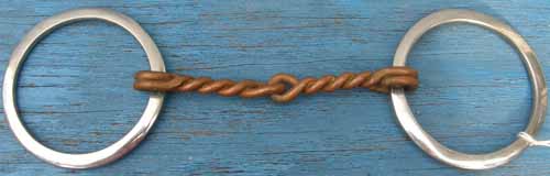 4 1/2” Copper Twisted Wire Flat Loose Ring Snaffle Bit Flat Ring English Western Snaffle Bit