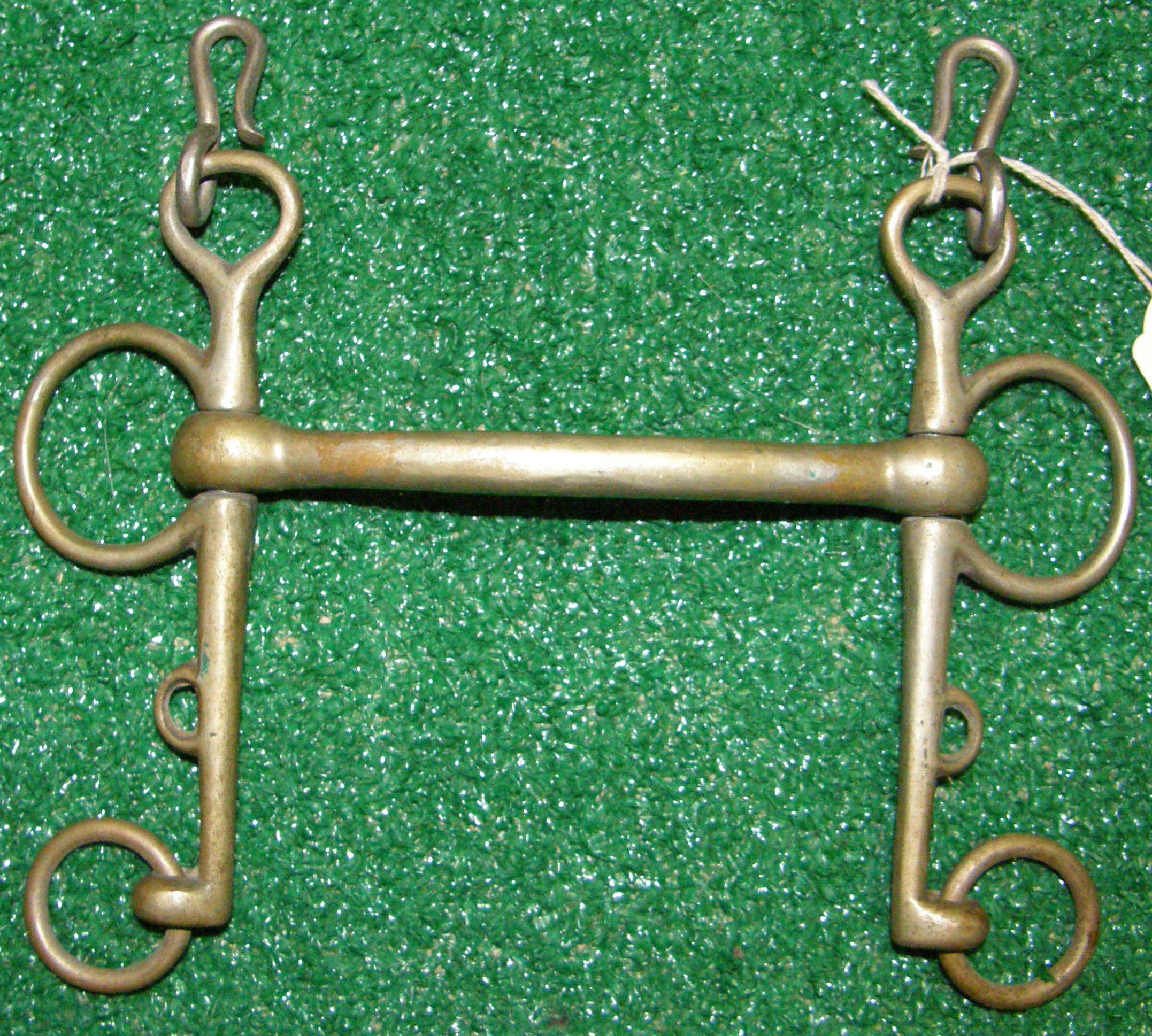 Vintage Never Rust 4 3/4” Mullen Mouth Pelham Bit with Curb Chain Hooks