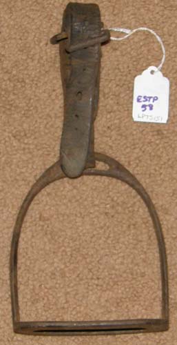 Vintage Steel English Stirrup with Leather Strap Antique Childs Stirrup Rusty English Stirrups Irons 4"