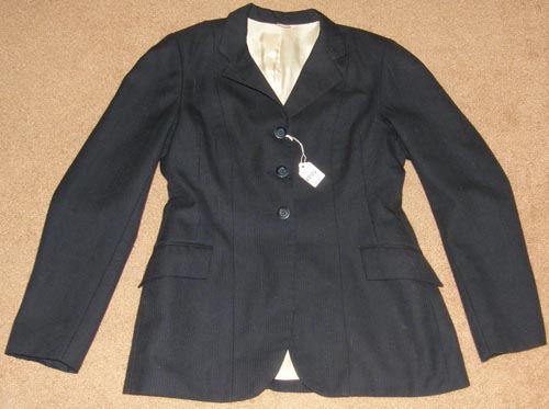 Grand Prix Wool English Jacket Wool Show Coat Hunt Coat English Riding Jacket Ladies 12 R Navy Blue Pinstripe