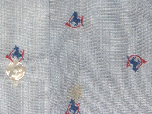 Vintage Beaufort Long Sleeve English Show Shirt Ratcatcher Riding Shirt Ladies 8 Blue Horse/Hunting Horn Print