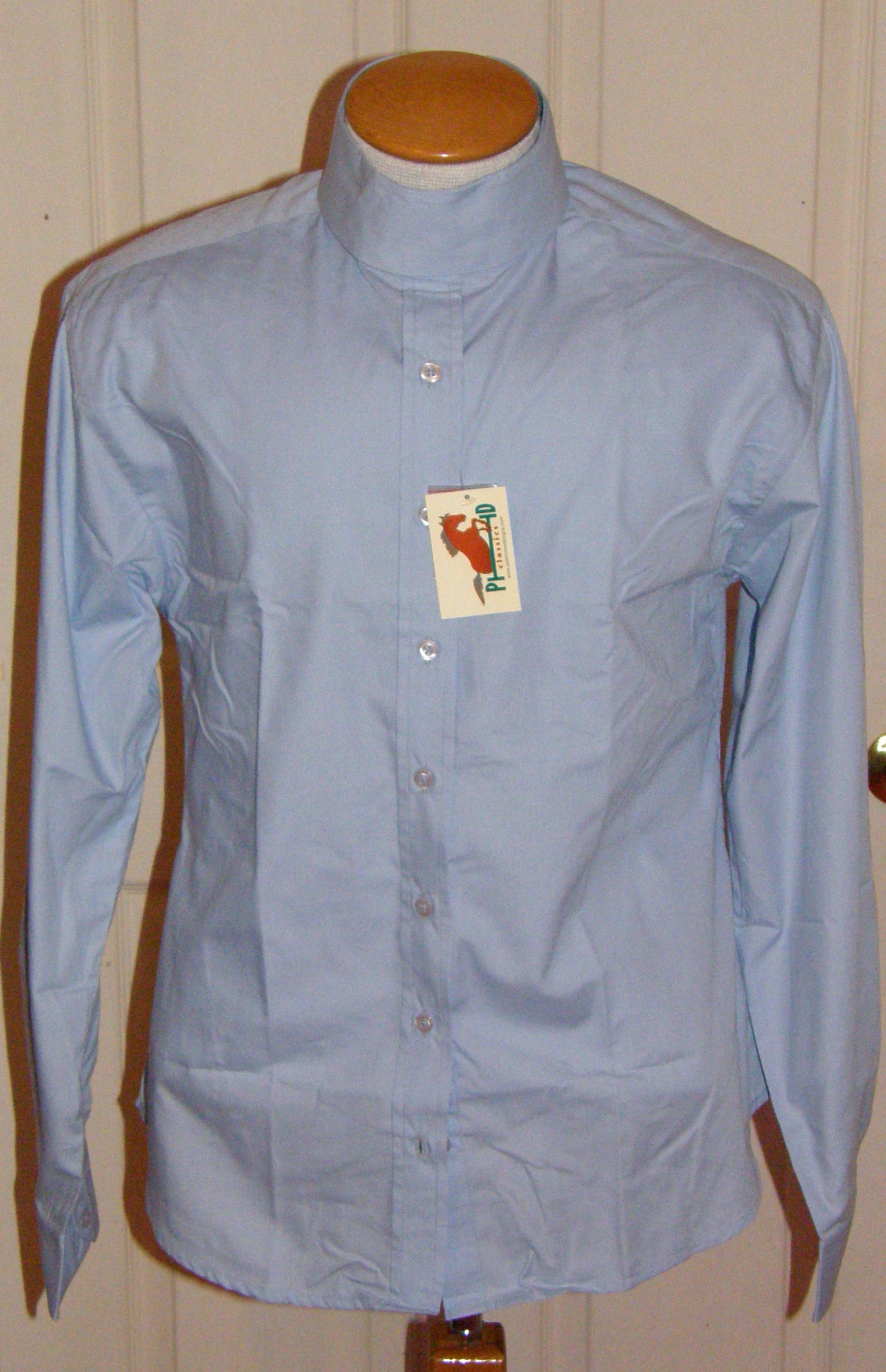 Pale Horse Designs PHD Classics Long Sleeve English Show Shirt English Riding Shirt Ladies 36 Lt Blue 38 White